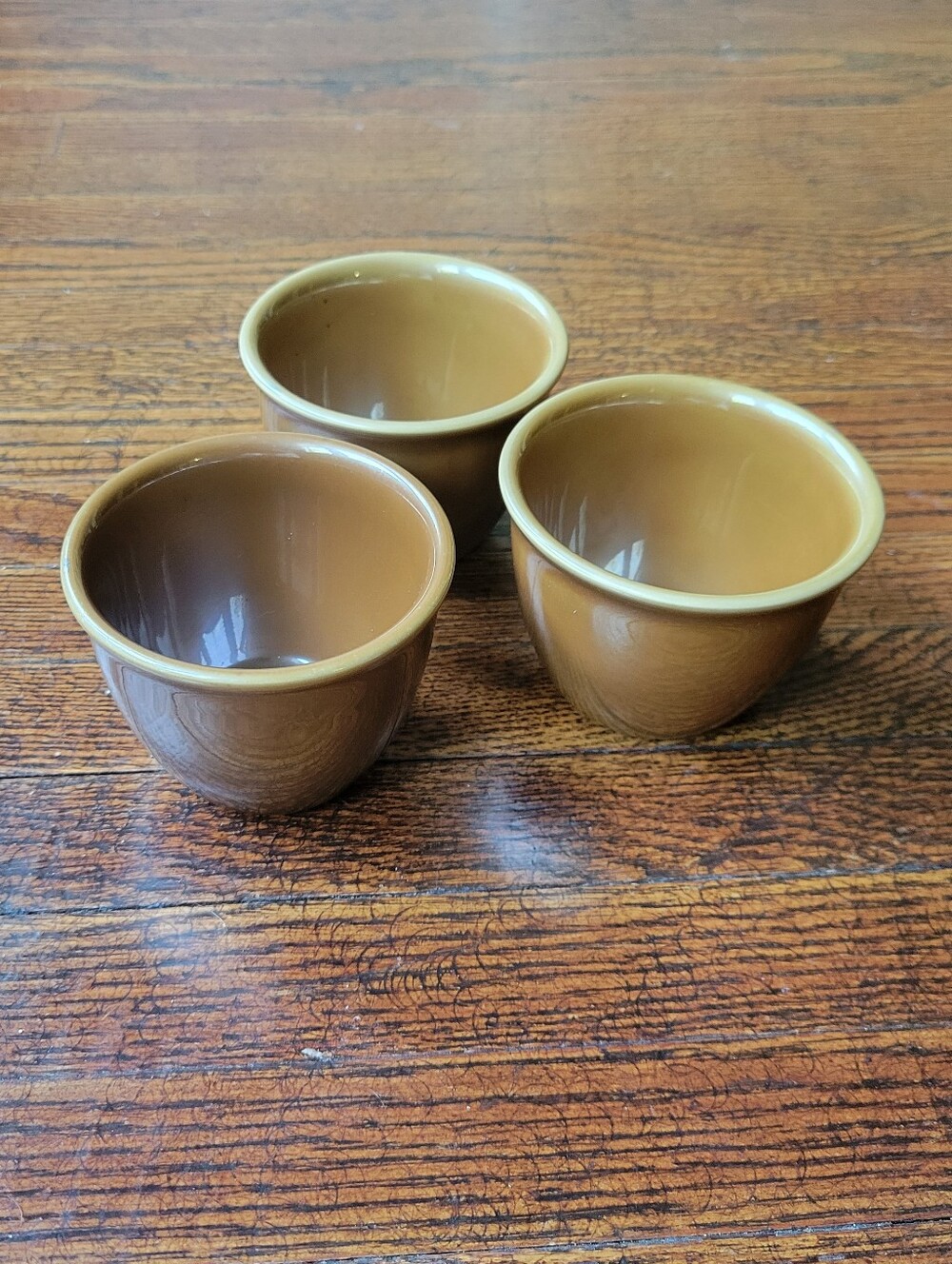 Vintage Bronze Brown Coors Thermo Porcelain Ramekins/custard Set Of 3